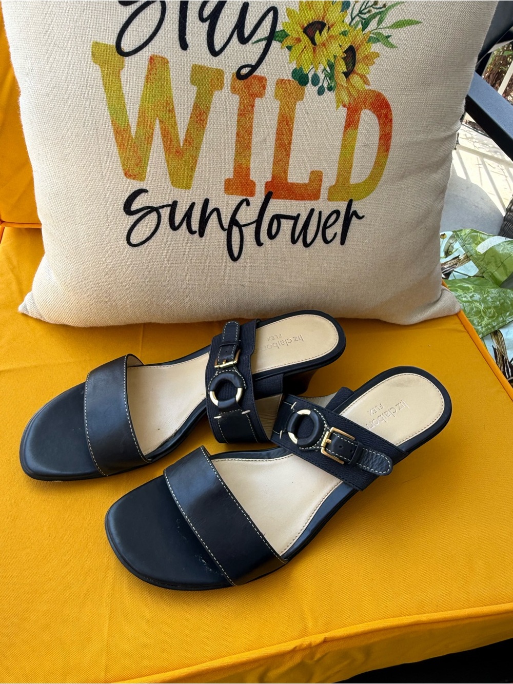 Classic Black Slide Sandals with Buckle Accent
